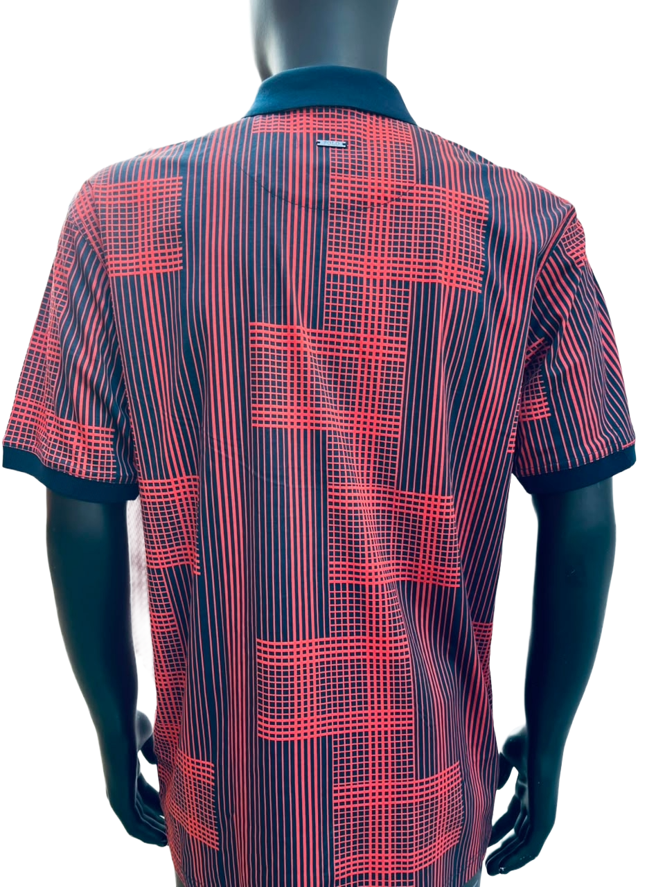 POLO S/S DOUBLE MERCERISED GOLFER - ORANGE/NAVY